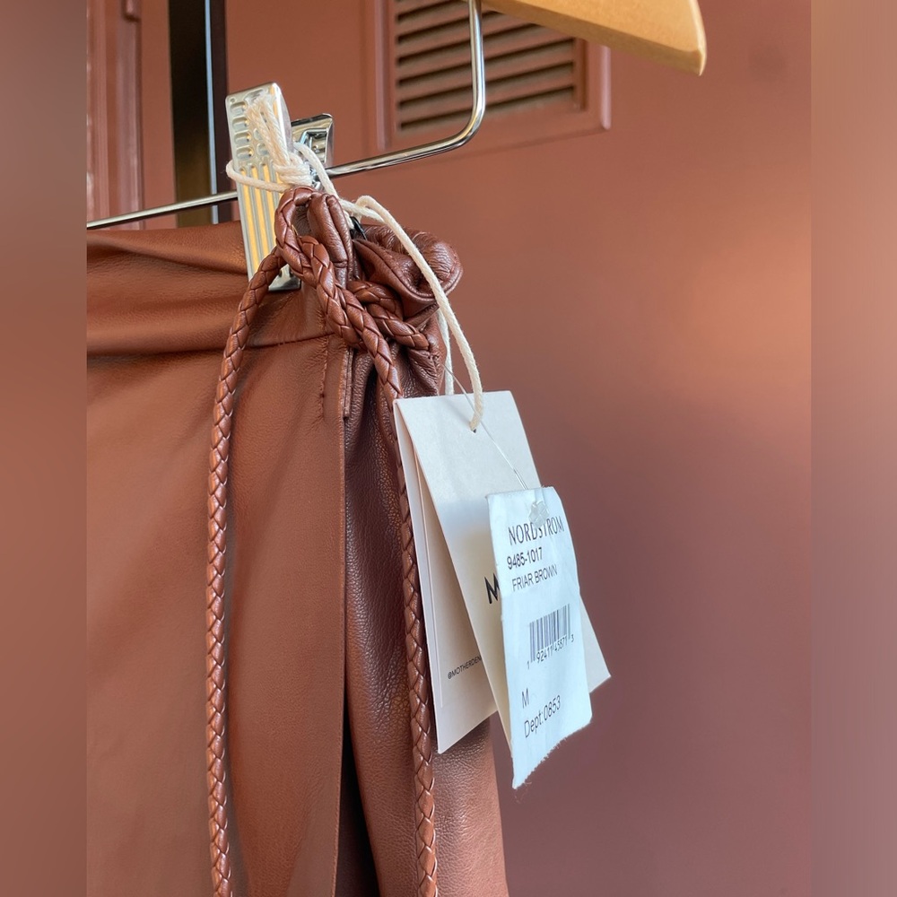 NWT Mother|| 
The It's-A-Wrap-Midi Skirt in Friar Brown, Faux Leather Medium - Picture 4 of 10